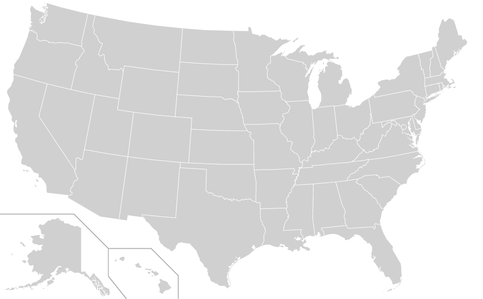 Map of the United States with state boundaries